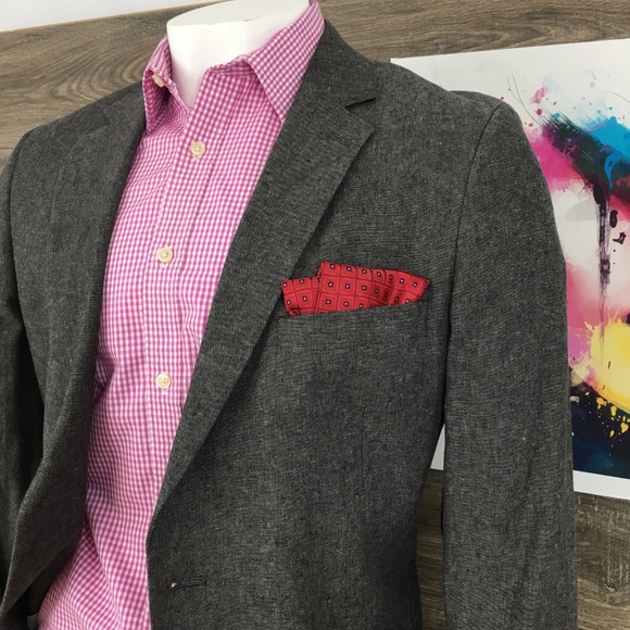 New Stafford Mens Linen/Cotton Blazer Gray 44R - Picture 3 of 8